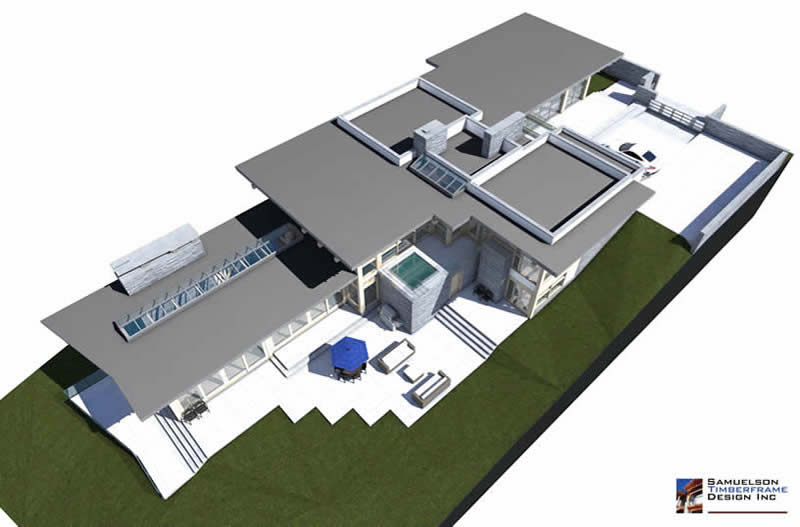 Brian Hemingway West Coast Contemporary Architect Samuelson Timberframe Design 3D Rendering