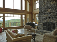 Samuelson Timberframe Design - timber frame great room Bragg Creek