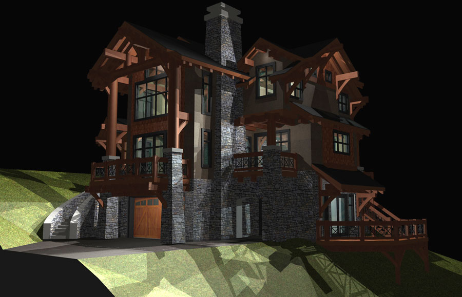 California Timber Frame Night View