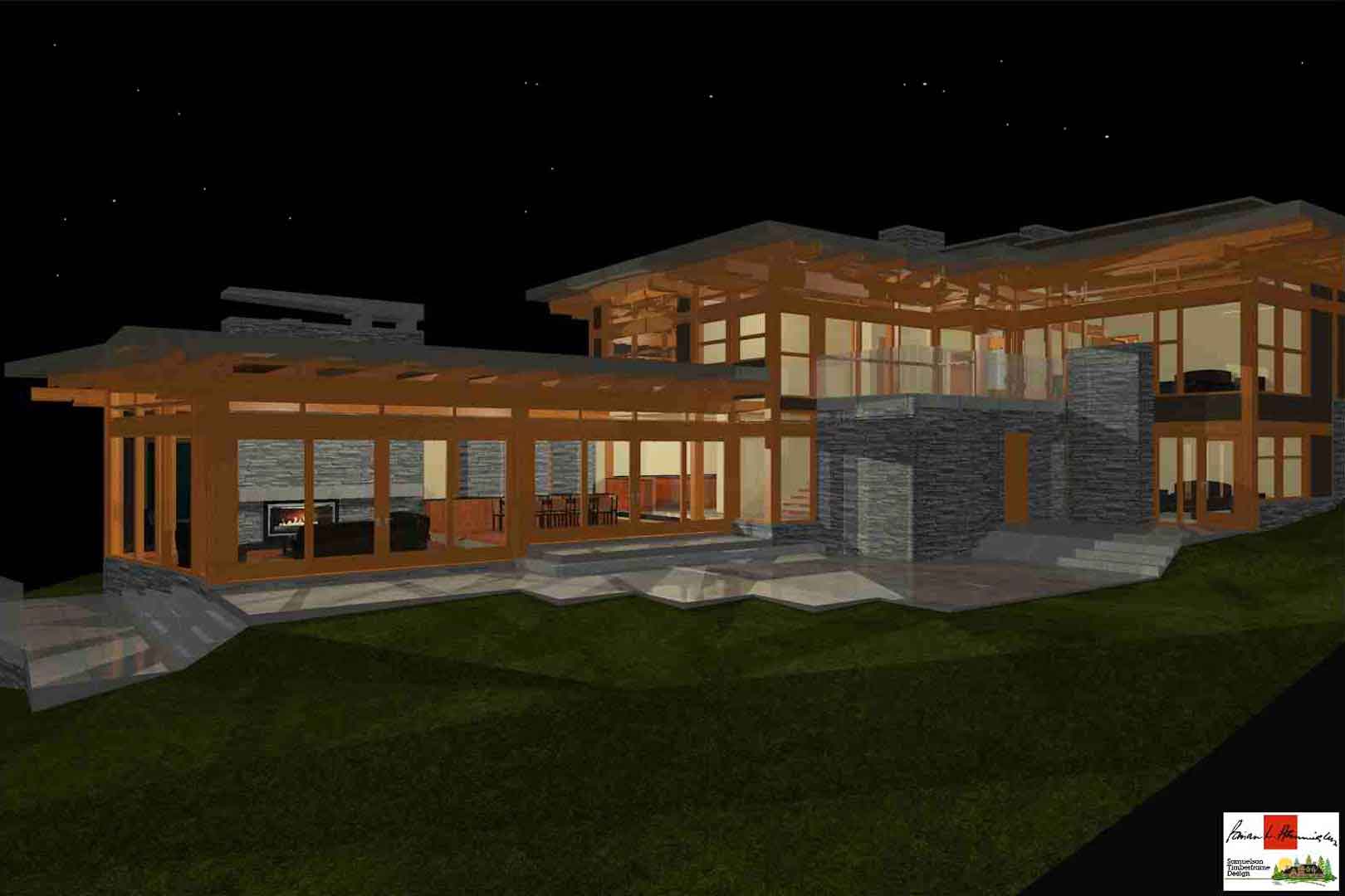 Brian Hemingway West Coast Contemporary Architect Samuelson Timberframe Design 3D Rendering